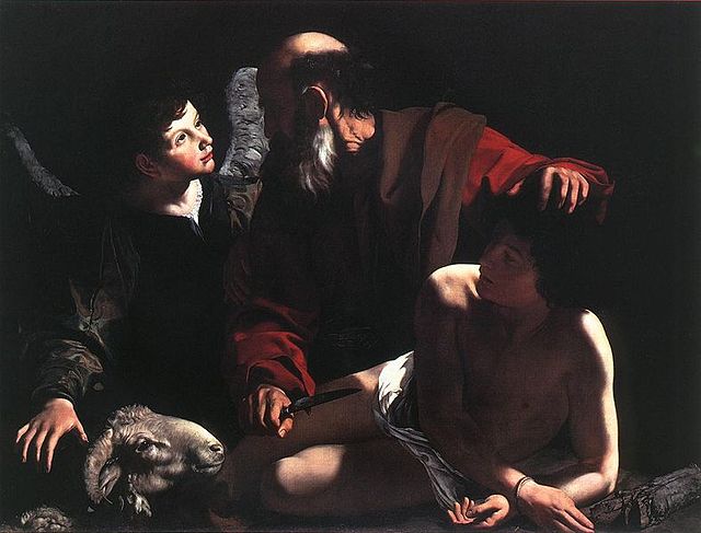 Abraham is *severely* tested. (Sacrifice of Isaac, Caravaggio, ca. 1598. Barbara Piasecka-Johnson Collection.)